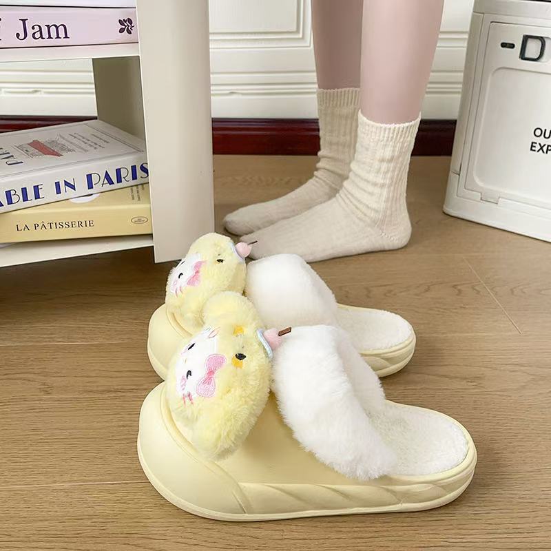 Popular winter soft easiest for matchcasual home heattechoutwearthick sole toe shoes fashion girl heart detachable