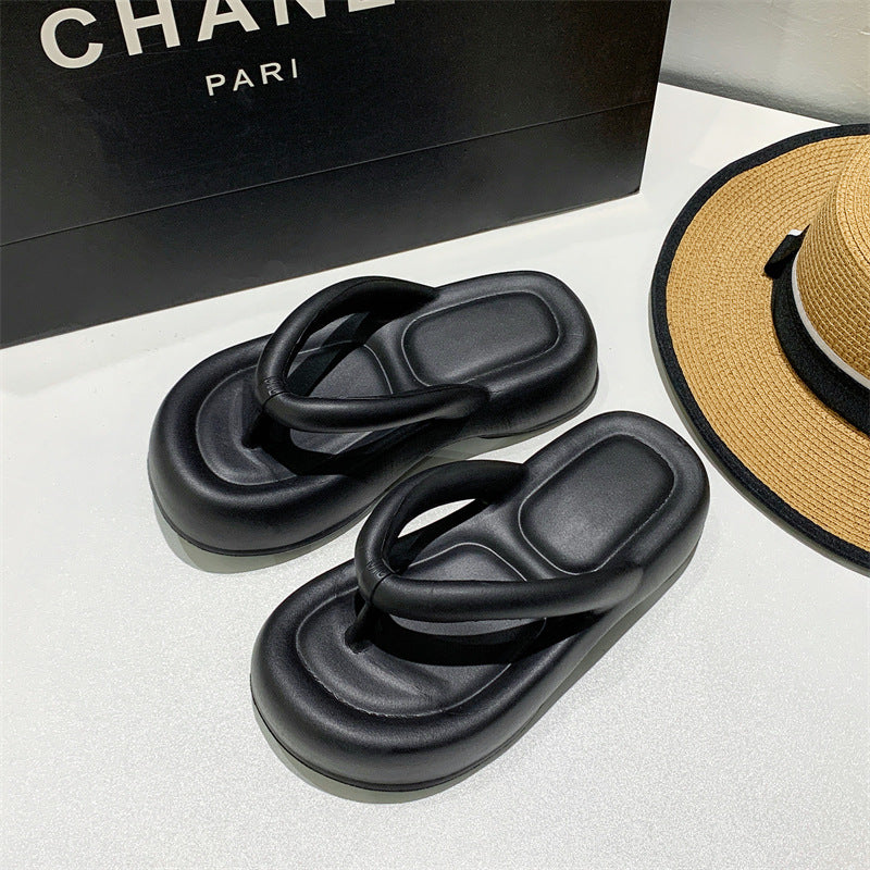 2025new arrival stepping on shit touching flip flops for women summer ins trendy fairy style casualthick sole flip flops beach sandals