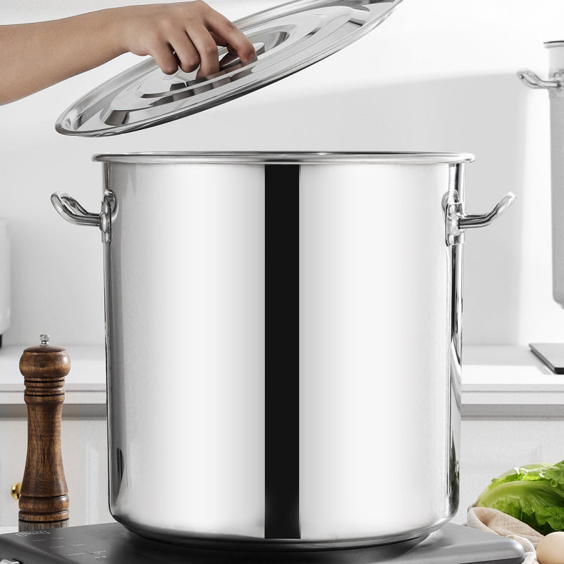 Soup bucket, hotel stainless steel multi-purpose bucket with lid, large-capacity soup pot, household round bucket, porridge bucket, water storage bucket