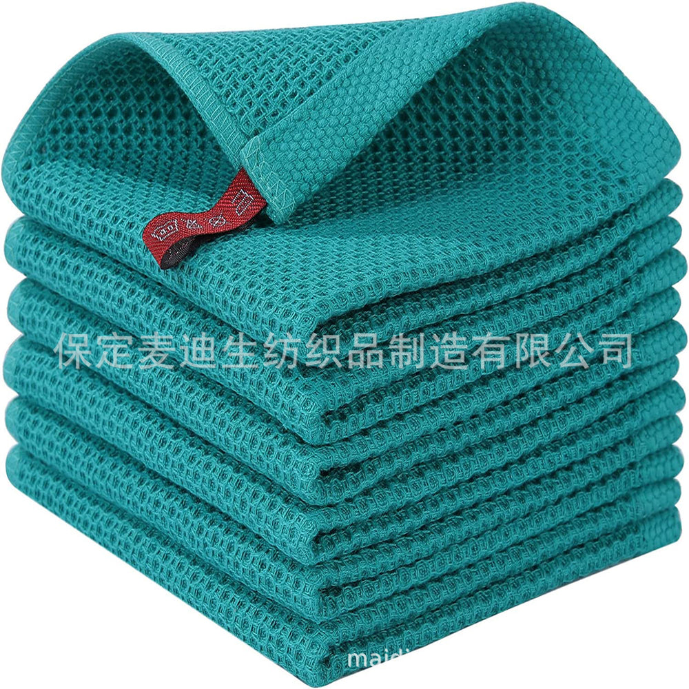 Pure cotton waffle honeycomb towel, soft and absorbent, available in various sizes, can be combined and packaged, with barcode, shipped cross-border