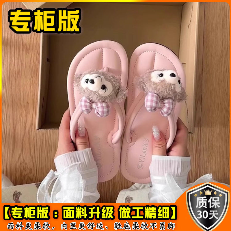 Little fairy cartoon cute shirley rose flip flops women's summer outwear 2025new arrivalsummerthick sole flip flops