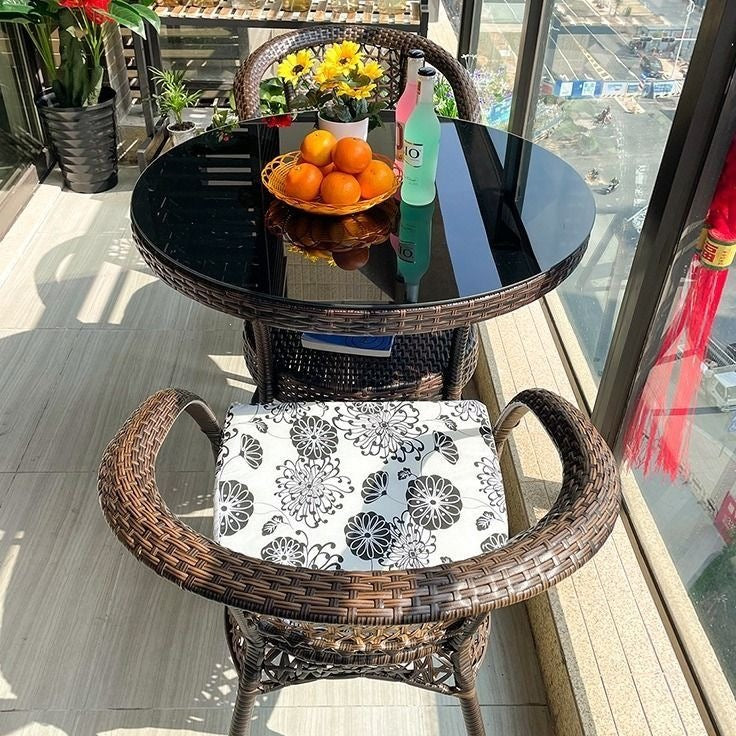 Three-piece rattan chair set casual tea table courtyard rattan outdoor table and chairs balcony tea table and chairs balcony casual table and chairs