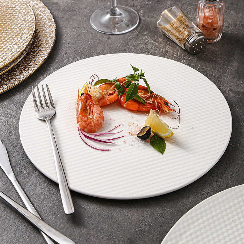 Western-style flat plate, hotel restaurant ceramic display plate, steak plate, creative light luxury high-end western-style plate, dessert plate