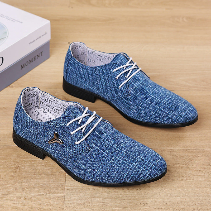 Men's plus size canvas shoes - breathable pointed toe linen canvas dress shoes - business casual shoes - beijing old cloth shoes