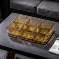 Amber ripple 6-compartment fruit platter with iron stand - heavy-duty plastic