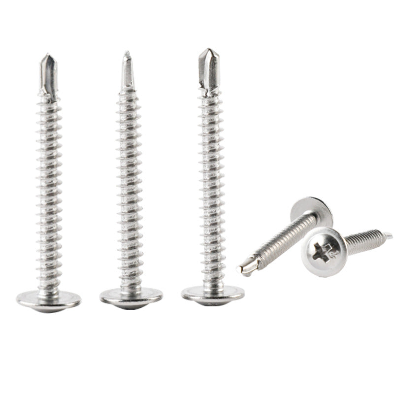 410 stainless steel tile cross wass drill tail wire, national standard large flat head semi-round head dovetail self-tapping self-drilling wire nail