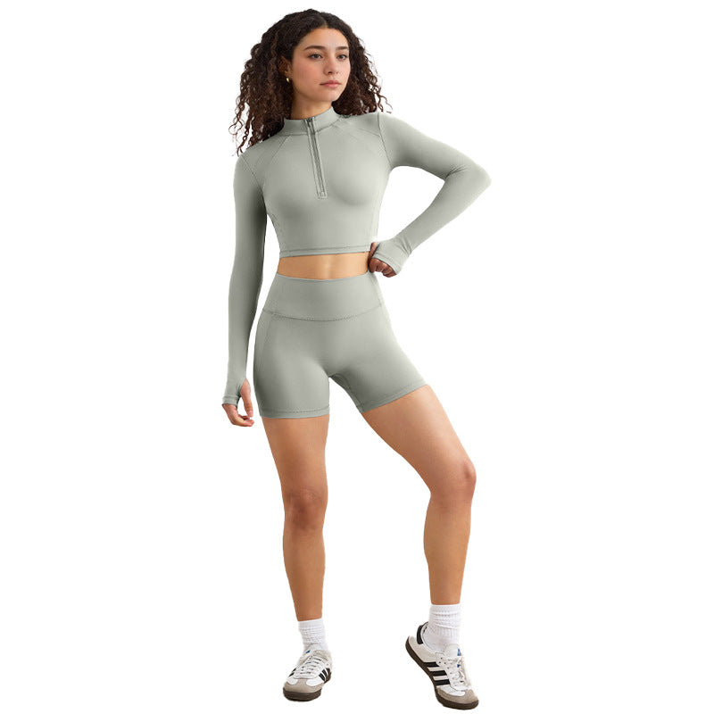 quick-drying nude yoga shorts, butt-lifting fitness three-quarter pants, tight high waist running sports shorts for women outwear