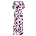 sourcing:  &  - african plus size women's slimming long a-line dress with polka dot lace detail