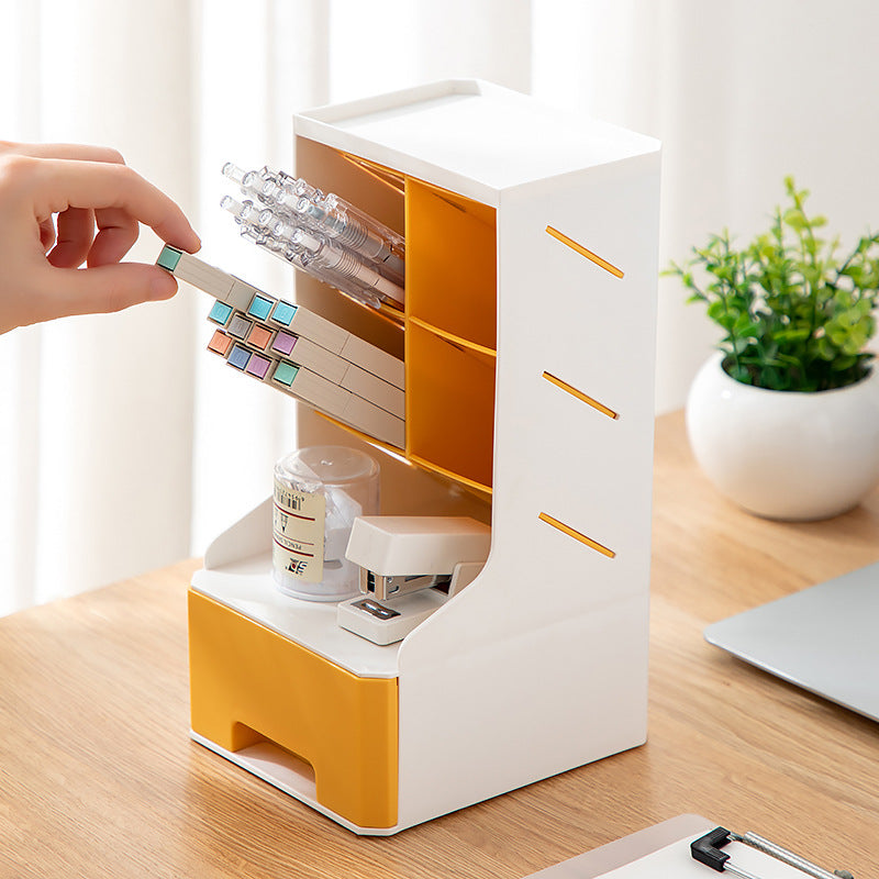Desktop storage box Drawer type Plastic desk Stationery storage box Dormitory desk Student diagonal pen holder
