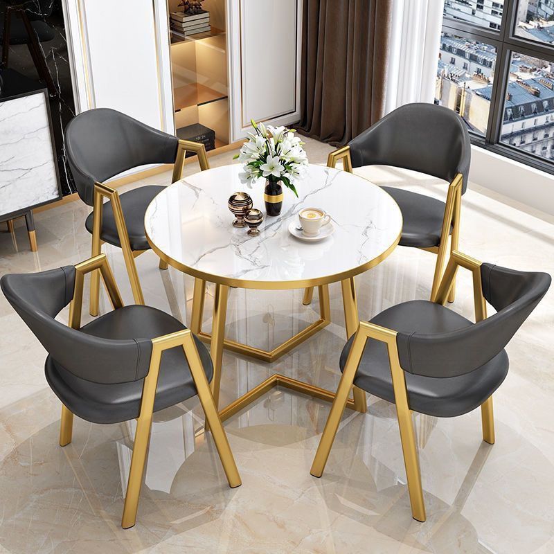 Nordic light luxury negotiation table and chair set - modern minimalist coffee shop/milk tea shop small round table for sales centers and casual reception areas