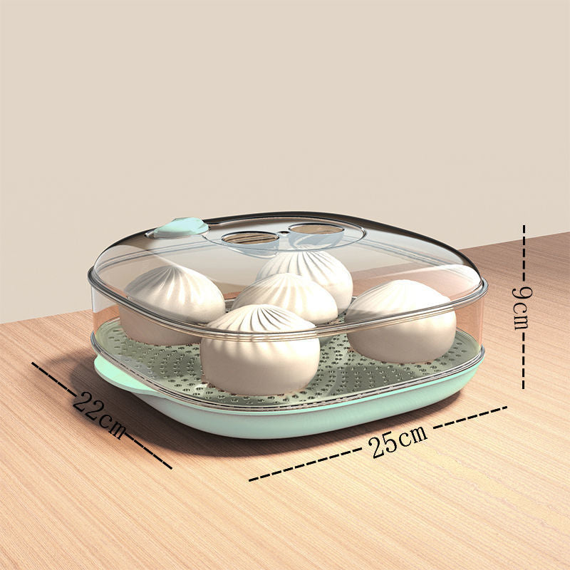 Microwave-safe steaming container - food-grade transparent steamer for hot steamed buns, multi-purpose hot dish keeper with lid for home use