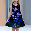 Girls' sleeveless summer dress with fashionable butterfly print - 100% polyester, machine washable