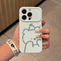 Heart-shaped large window line art crown puppy iphone 17 pro case - cute apple 18 protective cover