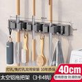 Wall-mounted mop and broom holder, no-drill hook, balcony, bathroom, toilet, snap-on fixed broom storage organizer