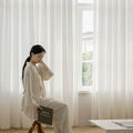 Japanese style wheat ear linen yarn cream style window yarn curtain translucent and opaque living room bedroom curtain yarn shaoxing curtain