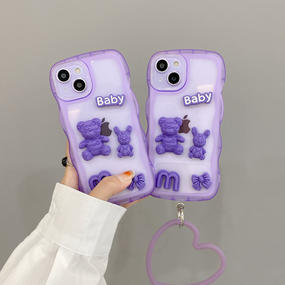 Suitable for huawei honor 70 purple bear mobile phone case, enjoy 30plus anti-fall transparent protective case honor 70