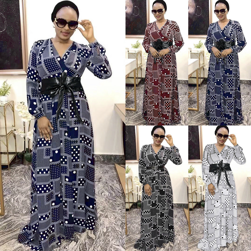 new plus size summer european and american style export   patchwork maxi dress african women's wear ol dress