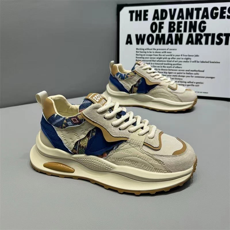 Men's spring 2026 new trendy versatile casual sports running shoes - hot selling fashion chunky platform color block dad shoes