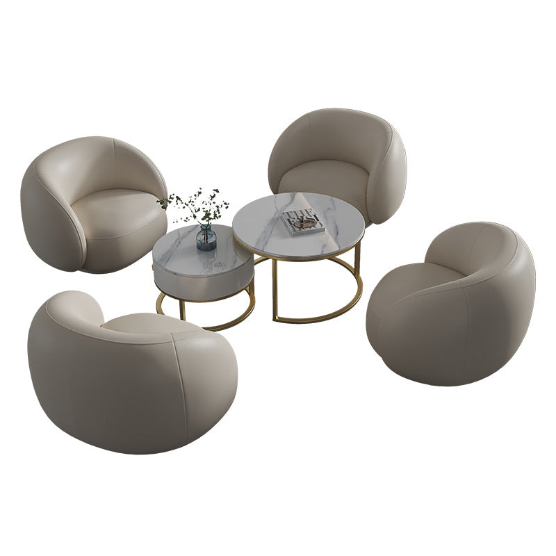 New arrival creative leather sofa combination coffee table yuanbao bread sofa business club reception negotiation sofa