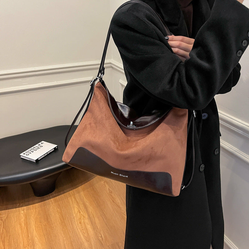 Retro pu large-capacity bag women's autumn and winter 2025 new tote bag multi-functional shoulder and shoulder dual-purpose bag