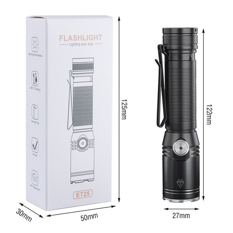 Cross-border new white laser long-range flashlight, strong light charging, super bright outdoor convenient emergency light, patrol flashlight