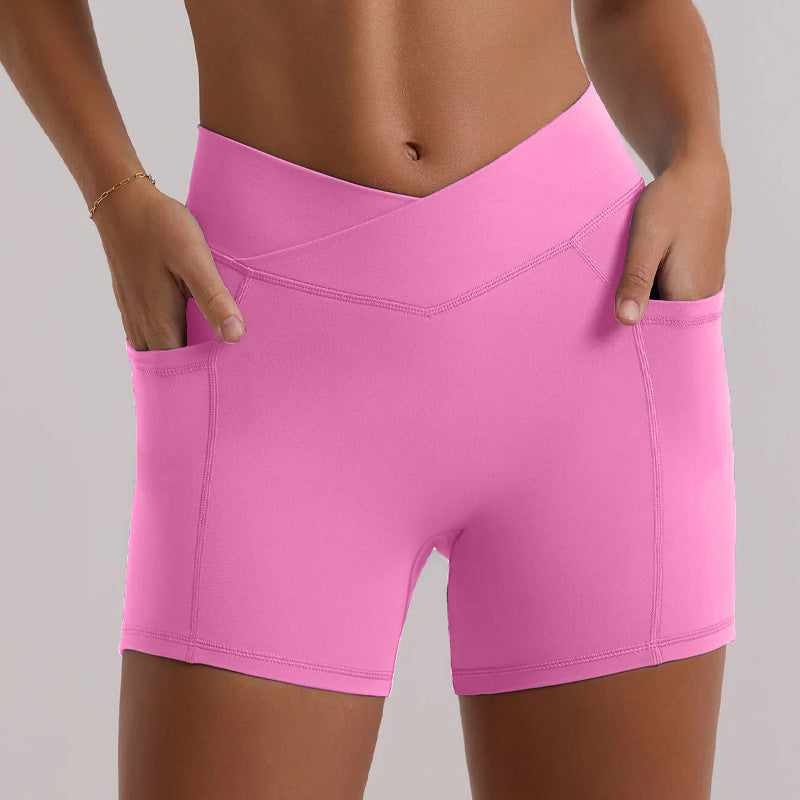 High-waisted, back-smoothing, butt-lifting pilates, fitness, running, halter neck sports bra top and shorts yoga set for women