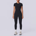 Seamless cross-border yoga set: shaping short-sleeve top & high-waisted butt-lifting leggings - perfect for running and fitness