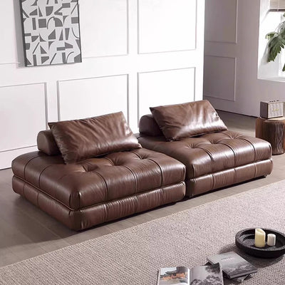 Italian normcore genuine leather sofa first layer cowhide modern casual tofu block laurence living room module square sofa