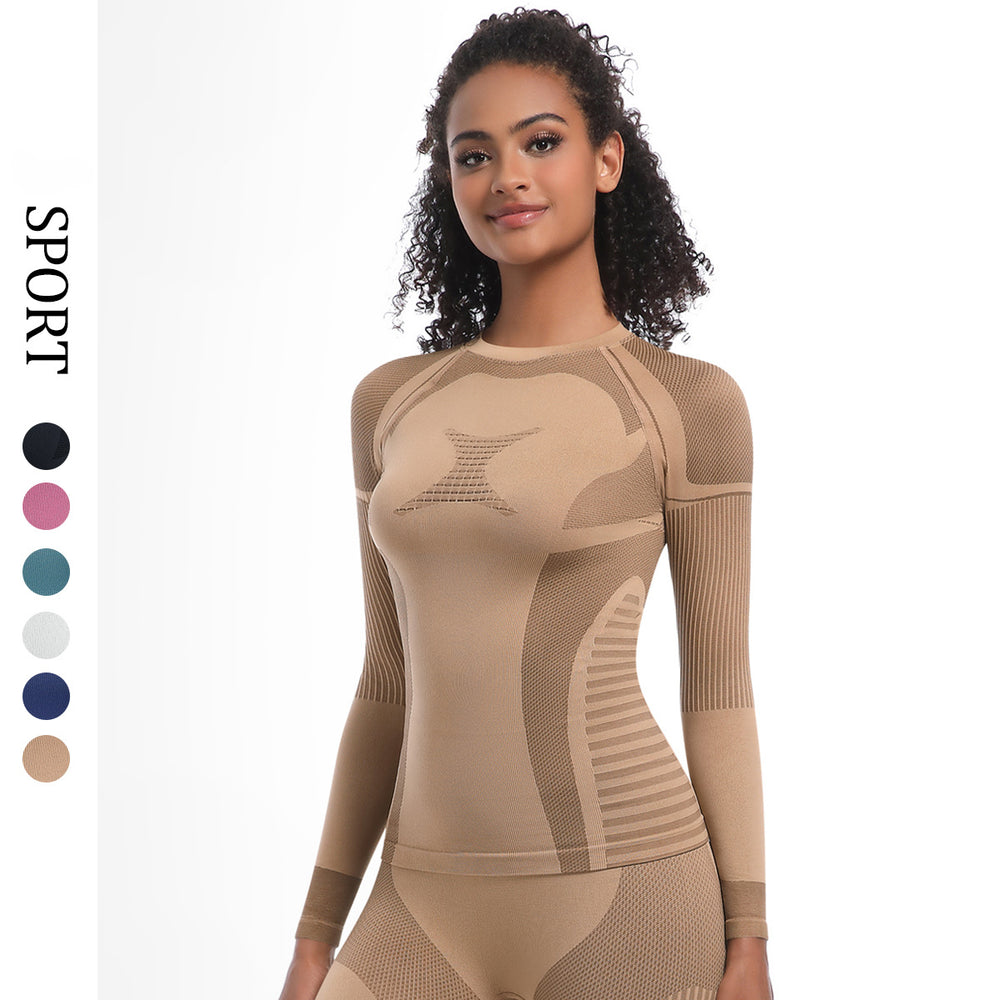New seamless quick-dry long sleeve ski jacket - breathable outdoor casual sports top for running, fitness, and yoga (autumn/winter)
