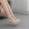 Hot-selling new women's shoes: european and american style butterfly pearl rhinestone fashion pointed-toe clear crystal heel sandals