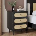 Solid wood bedside table medieval scandinaviancasual modern rattan small cabinet b&b bedroom storage chest cabinet