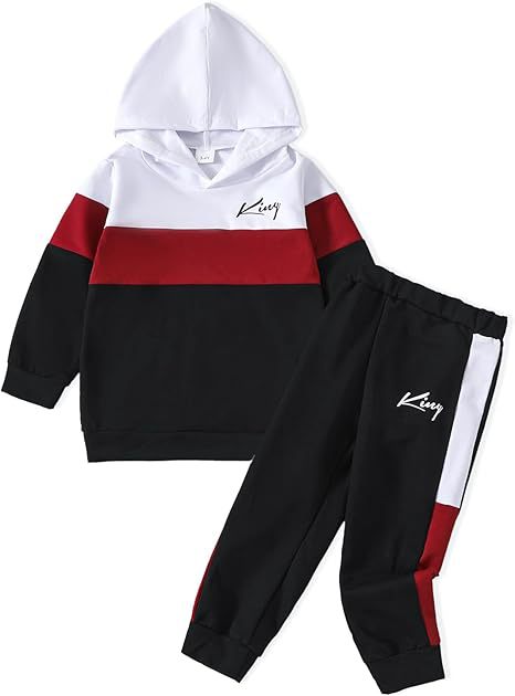 Kids' boys' clothing set: plaid bear hoodie and patchwork pants - autumn/winter collection
