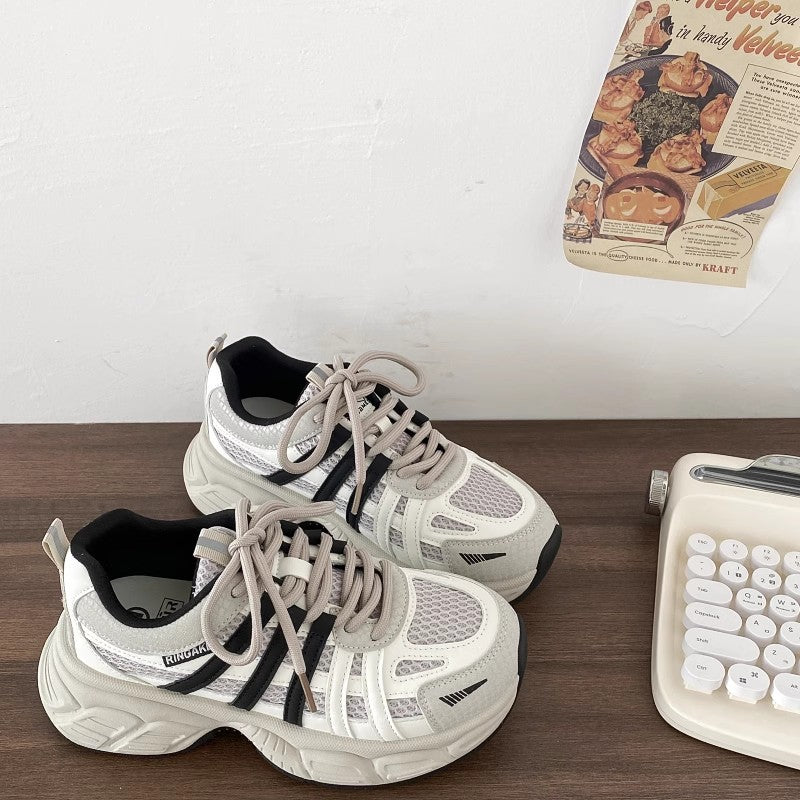 Vintage chunky platform sneakers for women - new spring 2026 collection: height-boosting, versatile, lightweight, casual athletic shoes that make your feet look smaller