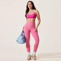 Seamless knitting yoga pants cross-border high waist belly control peach butt fitness pants elastic sports tights women