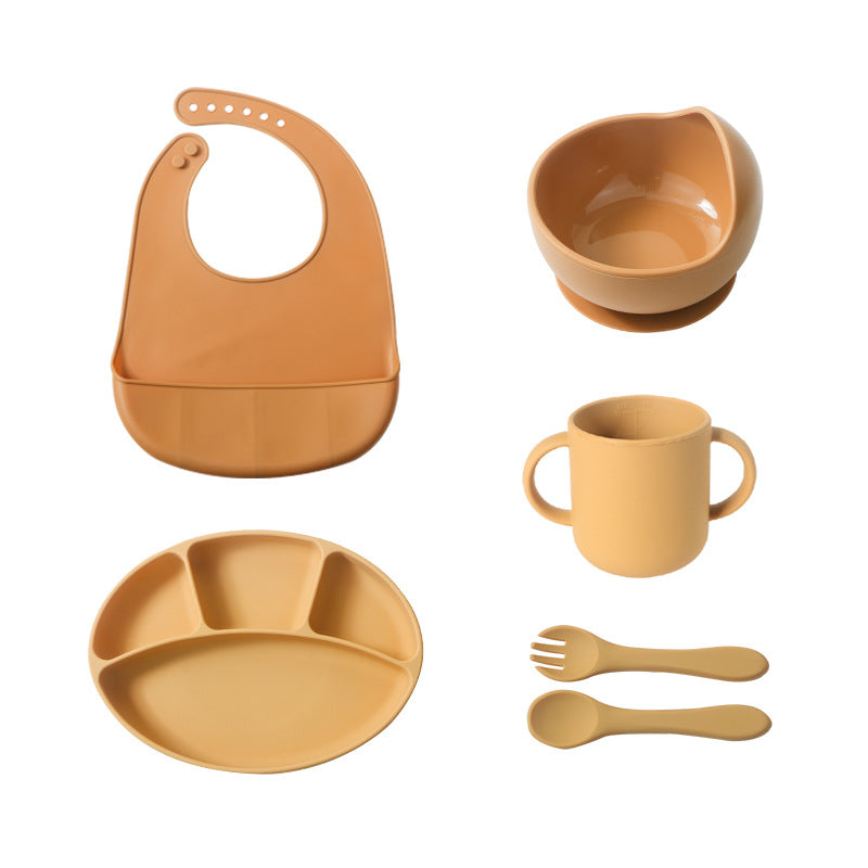 best-selling children's feeding utensil set, food-grade silicone baby food bowl, divided plate, baby spoon