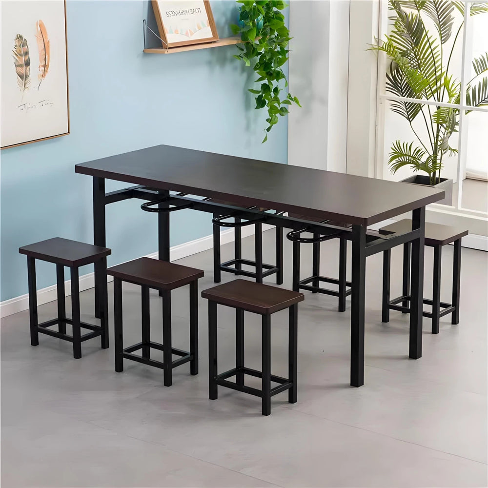 Stainless steel canteen table and chairs 4 people 6 people hanging stool rectangular table school factory employee dining table separates combination