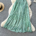French riviera style green polka dot cami dress - women's summer versatile high-waisted slimming elegant maxi dress