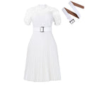 D499 european and american style women's  new short-sleeve lace trim pleated african dress - cross-border evening gown