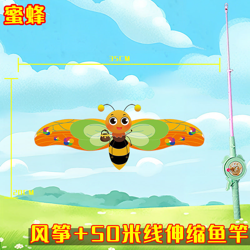 Kids cartoon kite handheld fishing rod breeze easy to fly fishing rod classyweifang 2026 new small kite