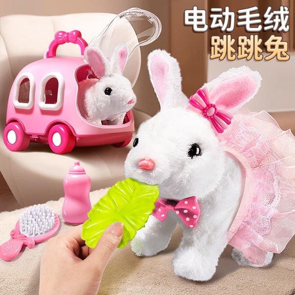 Children's electric simulation bunny plush toy girl pet little white rabbit doll girl birthday gift