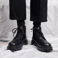 Boots men's shoes autum high-top british style men's leather shoes black motorcycle leather boots waterproofworkwear boots men's
