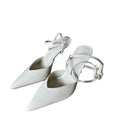 Summer new arrivals: women's white patent leather high heels - pointed toe, sexy professional sandals, closed-toe, open back
