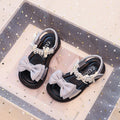 Vancahao kids' chanel-inspired pearl open-toe sandals -  summer new korean style girls' bow princess shoes