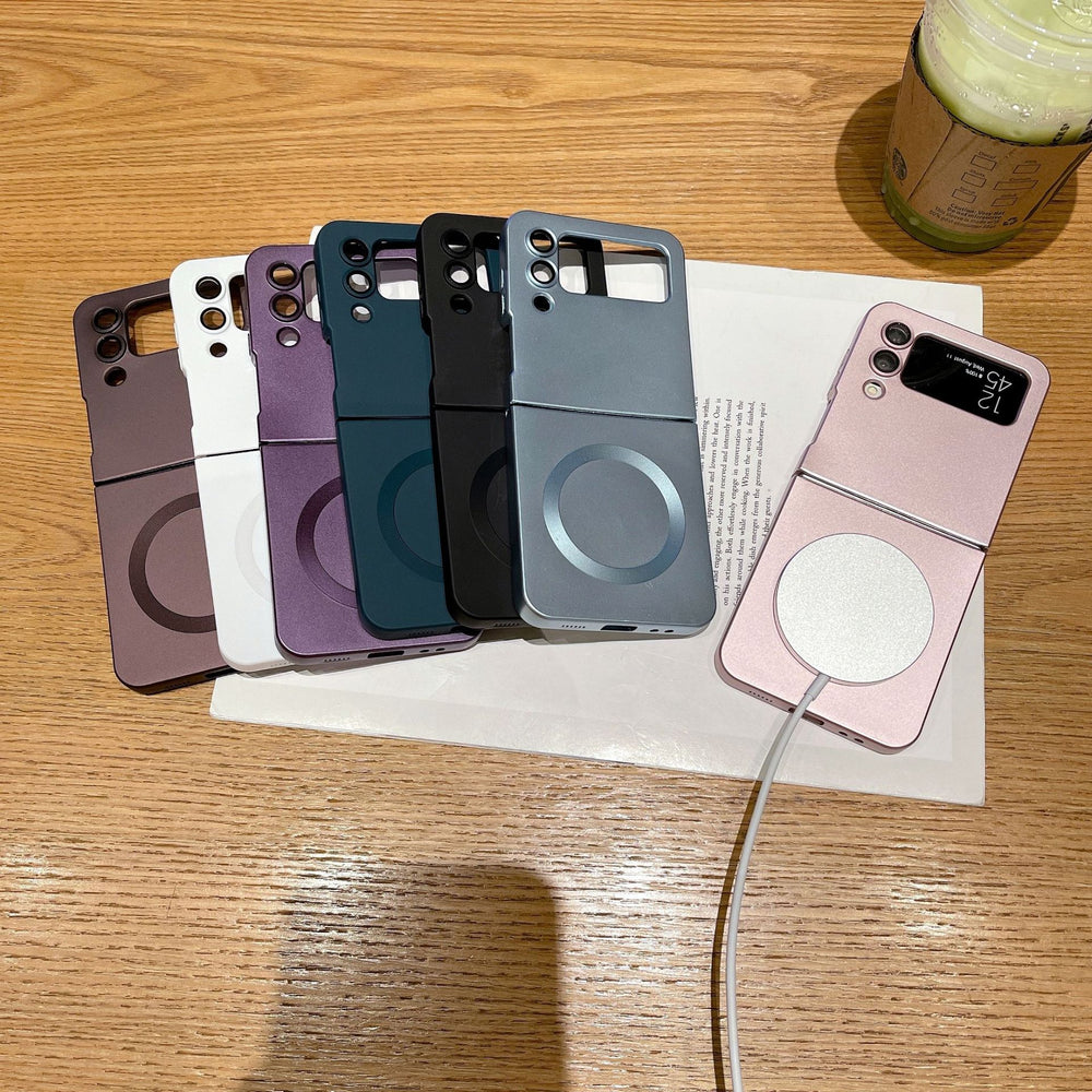 New arrival is suitable for samsung zflip 30% off stacked wireless charging mobile phone case zflip6 liquid metal paint magnetic protective cover