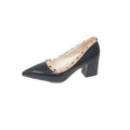 Chunky heel patent leather studded nude high heels women's 2026 new pointed toe low-cut soft sole fairy style elegant pumps