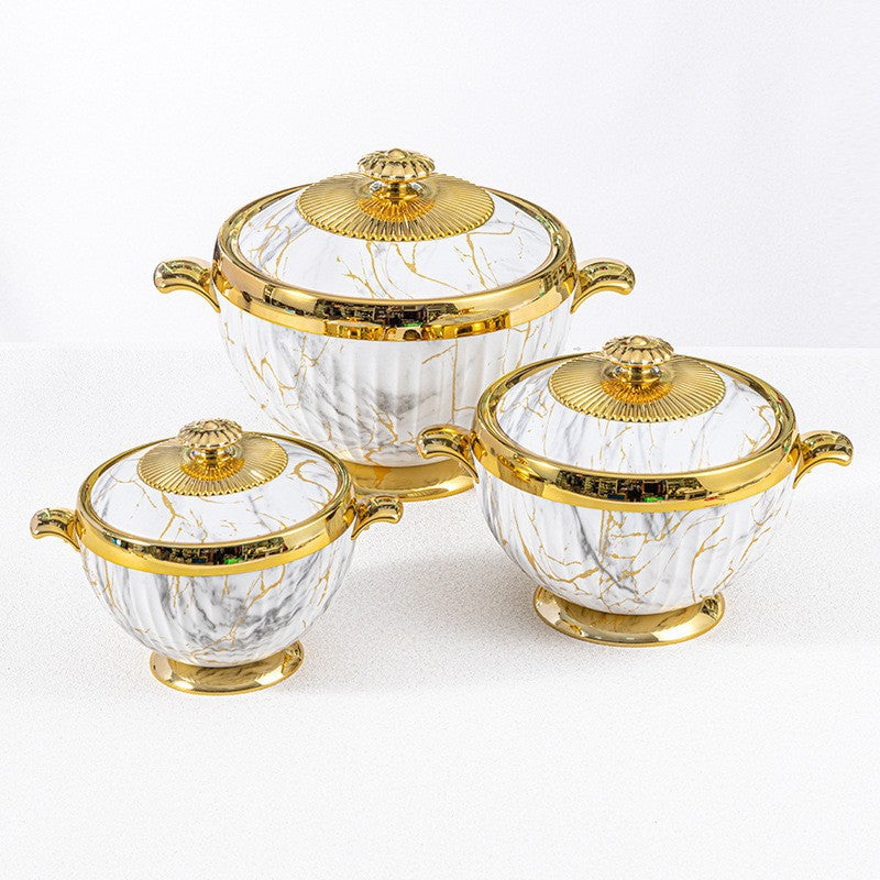 cross-border crown cup thermal insulation box 3-piece set 1.2l, 1.8l, 3.2l food warmer