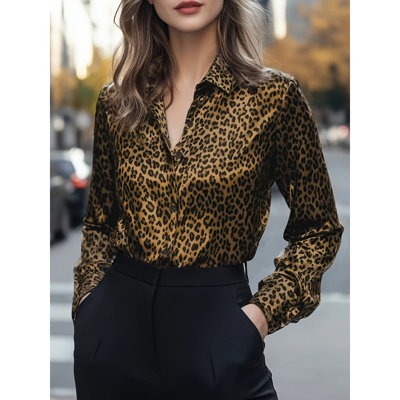 Wish bestseller: autumn new arrival - satin printed long sleeve shirt for independent stores