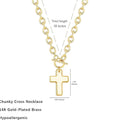 fashion chunky cross pendant necklace - gold tone, trendy clavicle chain, minimalist & versatile accessory, perfect holiday gift for women