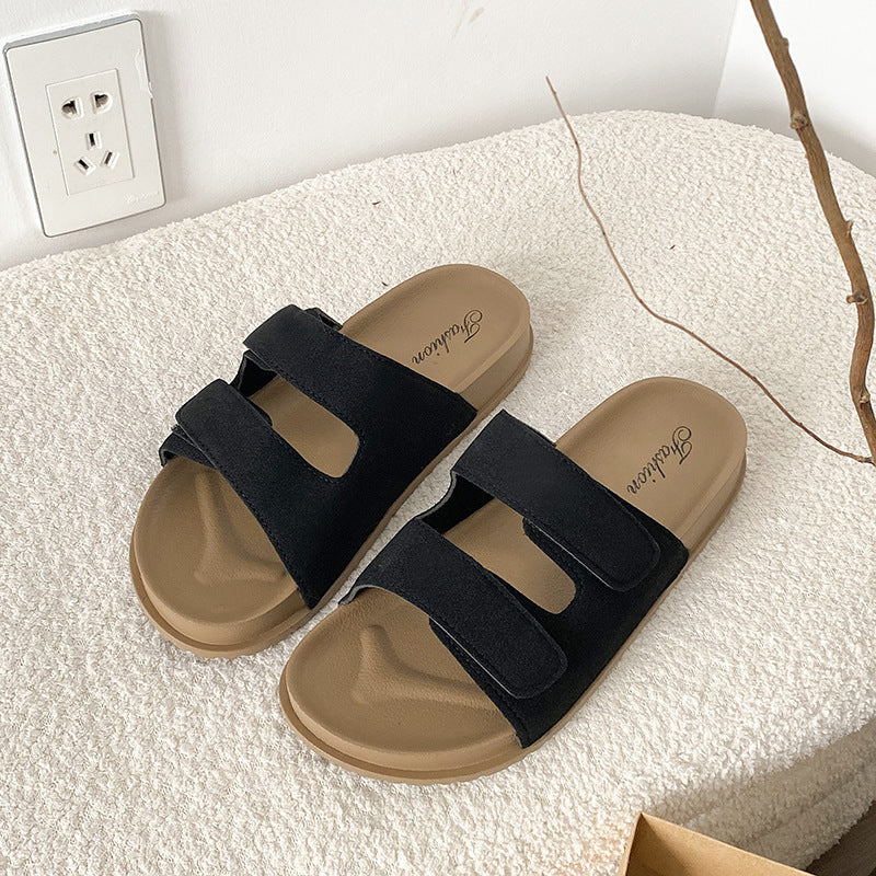 new birkenstock-style women's sandals - summer outdoor wear, double strap, velcro closure, fashionable, non-slip beach slides - women's export model