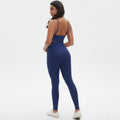 New arrival cross-border seamless pure color tight sexy sling beautiful back yoga suit sports running fitness two-piece set